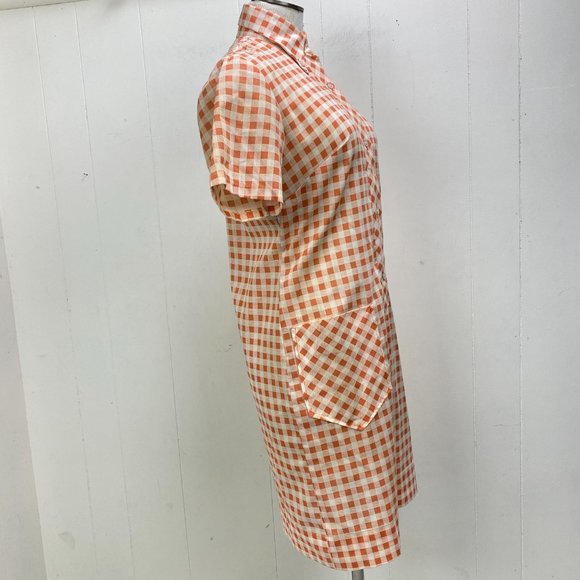 Vintage Sears Peach White Gingham Dress - Picture 7 of 10